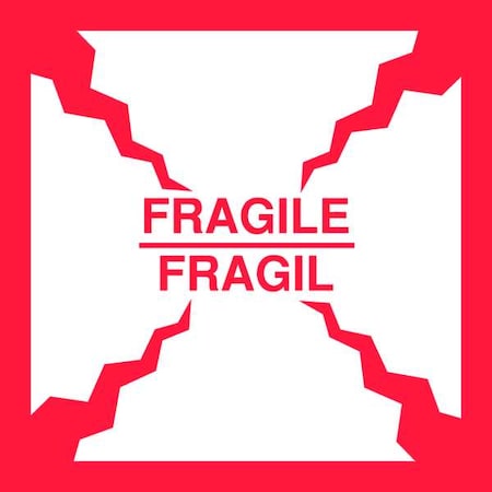 Tapecase 4" x 4" Adhesive Back Bilingual Shipping Labels, Fragile/Fragil, Pk50 16V051