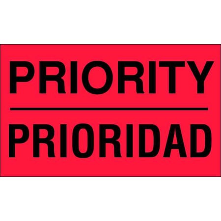 Tapecase 3" x 5" Adhesive Back Bilingual Shipping Labels, Priority/Prioridad, Pk50 16V064