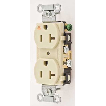 Hubbell Wiring Device-Kellems Straight Blade Receptacle, 5-20R, 20 A, 125V AC, 2 Pole, 3 Wire, Flush Mount, Isolated Ground IG20CRI