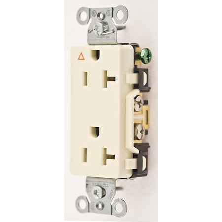 Hubbell Wiring Device-Kellems Straight Blade Receptacle, 5-20R, 20 A, 125V AC, 2 Pole, 3 Wire, Flush Mount, Isolated Ground IG20DRI