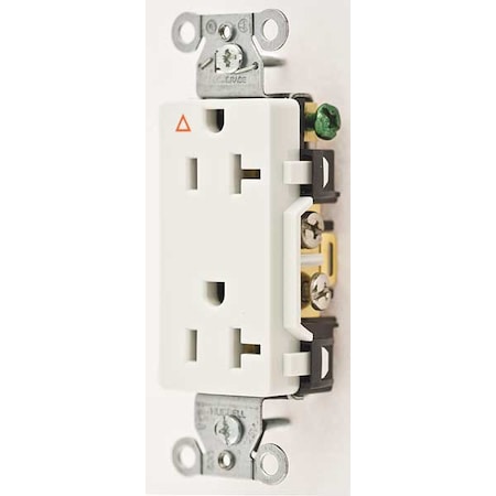 Hubbell Wiring Device-Kellems Duplex Straight Blade Receptacle, 5-20R, 20 A, 125V AC, 2 Pole, 3 Wire, Flush Mount IG20DRWHI