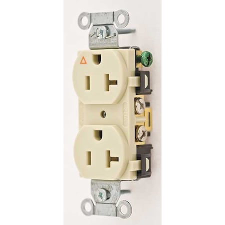 Hubbell Wiring Device-Kellems Straight Blade Receptacle, 5-20R, 20 A, 125V AC, 2 Pole, 3 Wire, Flush Mount, Isolated Ground IG5352I