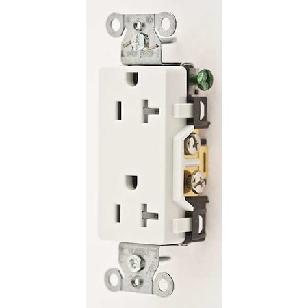 Hubbell Wiring Device-Kellems Straight Blade Receptacle, 5-20R, 20 A, 125V AC, 2 Pole, 3 Wire, Flush Mount, Grounded DR20WHITR