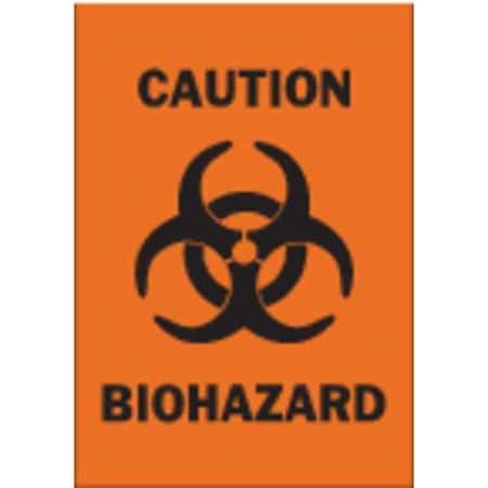 BRADY Caution Biohazard Sign, 10 in H, 7 in W, Plastic, Rectangle, English, 25780 25780