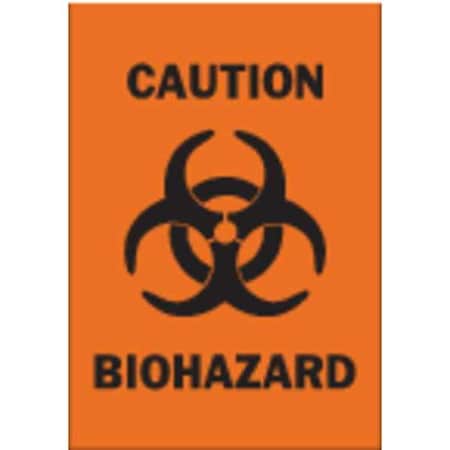 Brady Caution Biohazard Sign, 14 in Height, 10 in Width, Plastic, Rectangle, English 25781