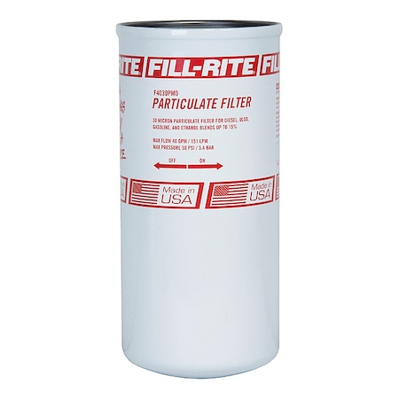 Fill-Rite Fuel Filter, 40 gpm, 50 psi, 10-3/4 in L F4030PM0