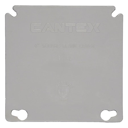 Cantex Box Cover, Square Box Type, 2 Gang, PVC, Blank Cover Type EZXKLR