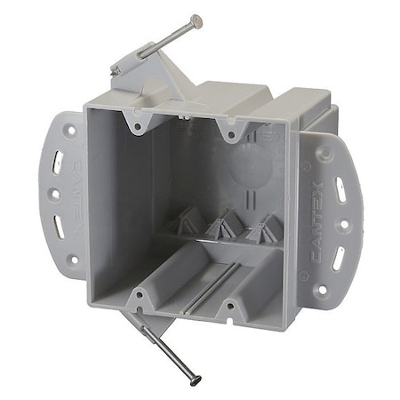 Cantex Electrical Box, 48 cu in, Switch Box Type, 2 Gangs, PVC, Rectangular Shape EZ48DNR