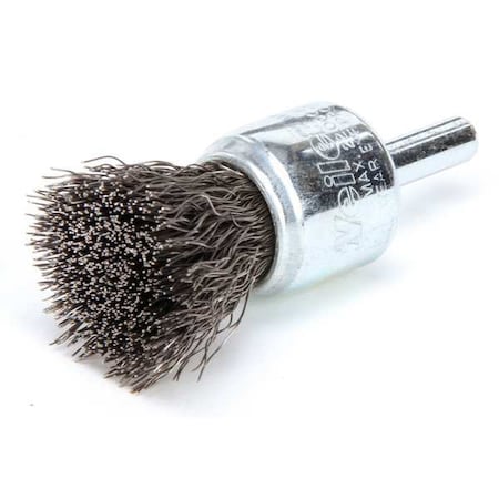 WEILER Crimped Wire End Wire Brush, Steel, 3/4" 90187