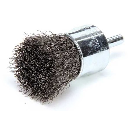 WEILER Crimped Wire End Wire Brush, Steel, 1" 90188