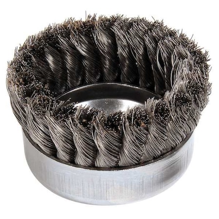 WEILER Knot Wire Cup Wire Brush, Threaded Arbor, 4" 93397