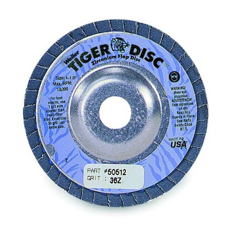 Weiler Arbor Flap Disc, 4-1/2, 36, Extra Coarse 95980