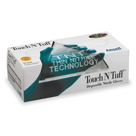 Ansell TouchNTuff 92-500, Disposable Gloves, 5.00 to 5.99 mil Palm, Nitrile, Powdered, M, 100 PK, Green 92-500