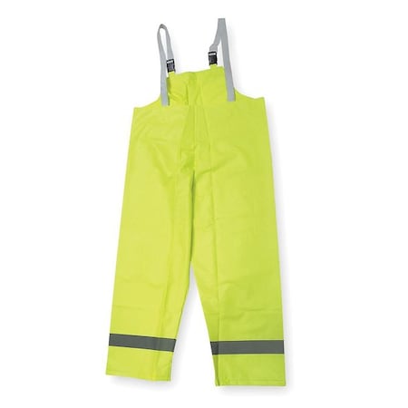 Condor Hi-Visibility Rain Bib Overall, Polyester/PVC, 30 in Inseam, 40 in to 42 in Waist, Green/Yellow, L 4GE69