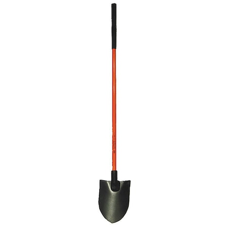 Nupla Round Point Non-Conductive Shovel, 14 ga Steel Blade, Standard Step, 48 in L Black Fiberglass Handle 6894320
