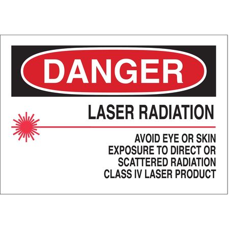 BRADY Danger Laser Sign, 7 in H, 10 in W, Aluminum, Rectangle, 42837 42837