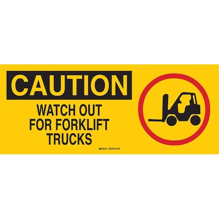 Brady Caution Sign, 7" H, 17" W, Fiberglass, Rectangle, English, 70577 70577