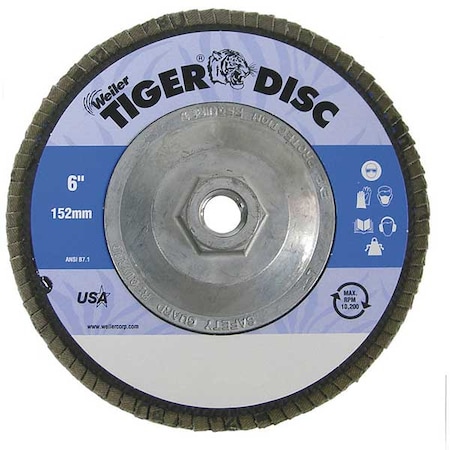 WEILER Arbor Mount Flap Disc, 6in, 40, Coarse 98104