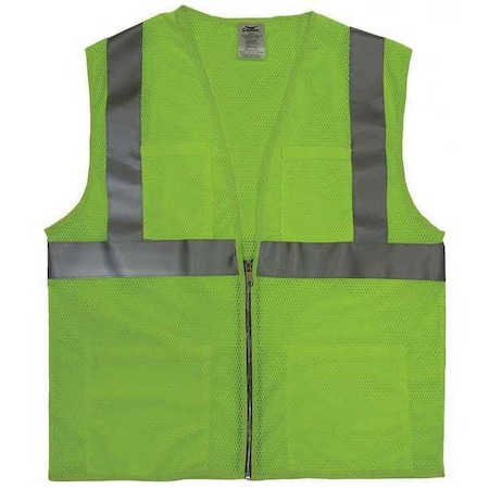 Condor 3XL Class 2 Cool Dry High Visibility Vest, Lime 4GJP5
