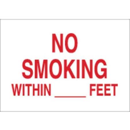 Brady No Smoking Sign, 7" H, 10" W, Polyester, Rectangle, English, 88453 88453