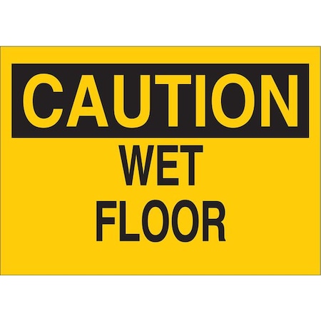 Brady Caution Sign, 10" H, 14" W, Aluminum, Rectangle, English, 43190 43190