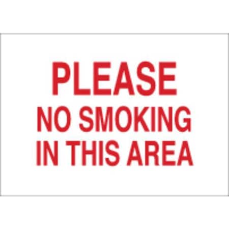 Brady No Smoking Sign, 7" H, 10" W, Rectangle, English, 42716 42716
