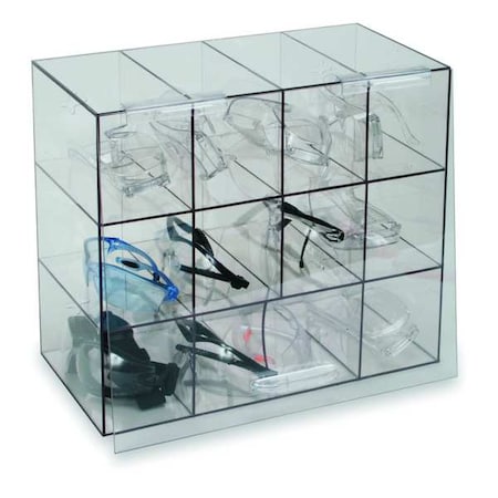 Zoro Select Protective Eyewear Dispenser, Case with Door, 12 Pairs, PETG, 12 in H x 14 in W x 7 3/4 in D, Clear 4GMR7