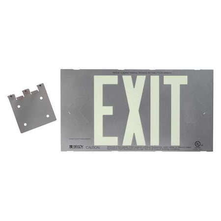 Brady Exit Sign, Plastic, 15-1/4" W, 8-1/4" H, Exit, Silver 112654B