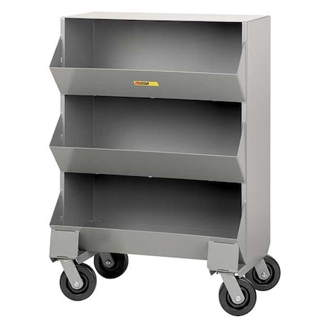 Little Giant Steel Mobile Bin Cart, 20 in D x 45 1/2 in H x 32 in W, 3 Shelves, Gray MS1-1532-6PH