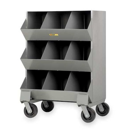 Little Giant Steel Mobile Bin Cart, 20 in D x 45 1/2 in H x 32 in W, 3 Shelves, Gray MS3-1532-6PH