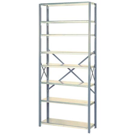 Lyon Metal Shelving Unit, 12"D x 36"W x 84"H, 8 Shelves, Steel DD8020SGLV