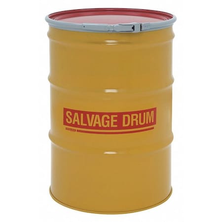 Zoro Select Open Head Salvage Drum, Steel, 55 gal, Unlined, Yellow HM5502Q