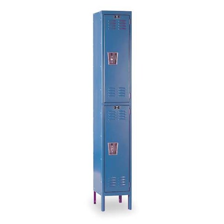 Hallowell Wardrobe Locker, 12 in W, 18 in D, 78 in H, (1) Wide, (2) Tier, Marine Blue U1288-2A-MB