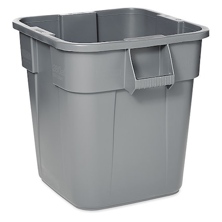 Rubbermaid Commercial BRUTE 28 gal Square Heavy Duty Plastic Can, Gray, None, Plastic, 21 1/2 in FG352600GRAY