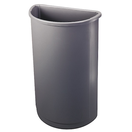 Rubbermaid Commercial Untouchable(R) 21 gal Half-Round Indoor Plastic Can, Gray, None, Plastic, Not Applicable FG352000GRAY