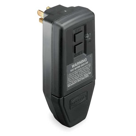 Hubbell Wiring Device-Kellems Plug-In GFCI, Blk, 15A, 5-15P, Indoor, 120VAC GFPST5266C