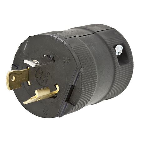 Hubbell Wiring Device-Kellems Locking Plug, L5-20P, 20 A, 125V AC, Single Phase, 2 Pole, Screw Terminals, Black HBL2311VBK