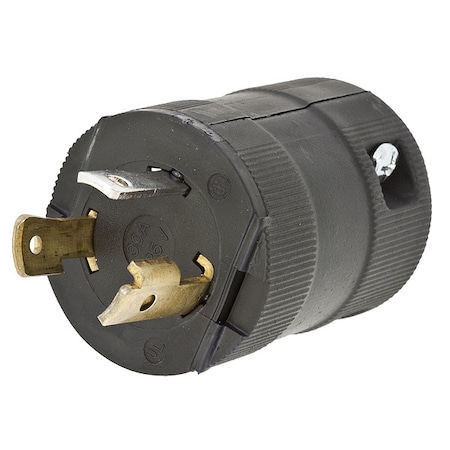 Hubbell Wiring Device-Kellems Locking Plug, L5-30P, 30 A, 125V AC, Single Phase, 2 Pole, Screw Terminals, Black HBL2611VBK