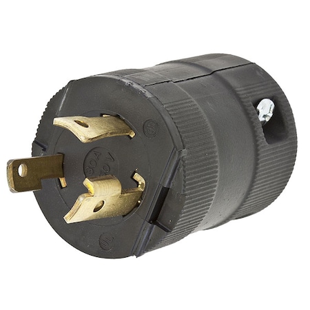 Hubbell Wiring Device-Kellems Locking Plug, L6-30P, 30 A, 250V AC, Single Phase, 2 Pole, Screw Terminals, Black HBL2621VBK