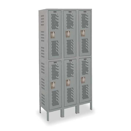 HALLOWELL Wardrobe Locker, 36 in W, 18 in D, 78 in H, (2) Tier, (3) Wide, Dark Gray U3288-2HV-A-HG