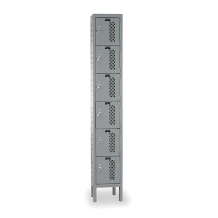 Hallowell Box Locker, 12 in W, 18 in D, 78 in H, (1) Wide, (6) Tier, Dark Gray U1288-6HDV-HG