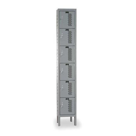 Hallowell Box Locker, 12 in W, 18 in D, 78 in H, (1) Wide, (6) Tier, Dark Gray U1288-6HV-A-HG