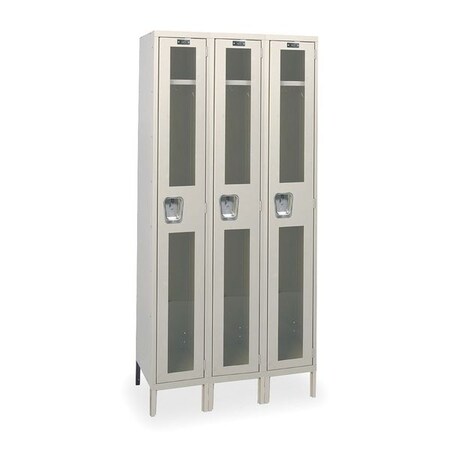 Hallowell Wardrobe Locker, 36 in W, 18 in D, 78 in H, (1) Tier, (3) Wide, Tan USV3288-1A-PT