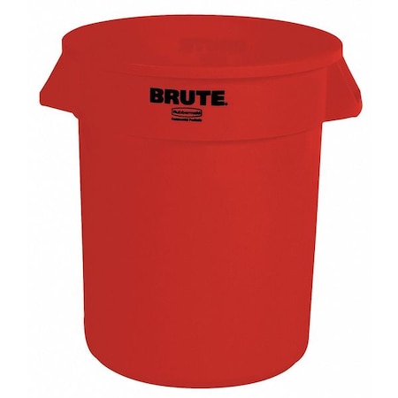 Rubbermaid Commercial 55 gal. Round Trash Can, Red, None, LLDPE FG265500RED