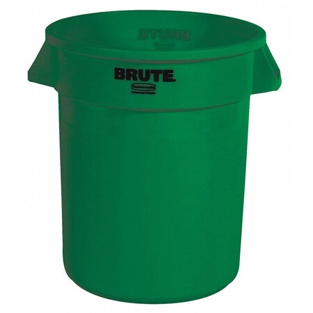 Rubbermaid Commercial 20 gal. Round Trash Can, Green, None, LLDPE FG262000DGRN
