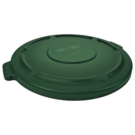 Rubbermaid Commercial 20 gal Flat Lid, 20 in W/Dia, Dark Green, Resin, 0 Openings FG261960DGRN