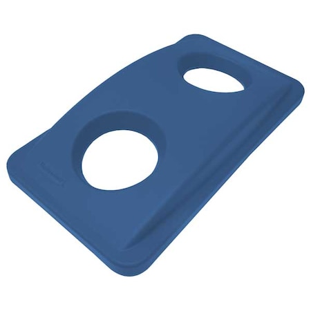 Rubbermaid Commercial Slim Jim(R) 23 gal Bottle and Can Recycling Top, Dome Black, Resin, 2 Openings 11 1/2 in W/Dia FG269288BLUE