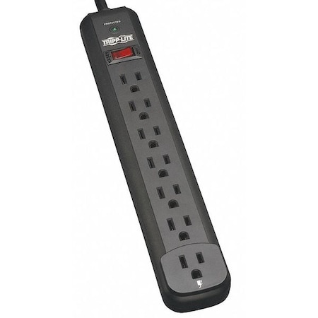 Tripp Lite Outlet Strip, Surge, 7 5-15R, 5-15P, 12 ft., Black TLP712B