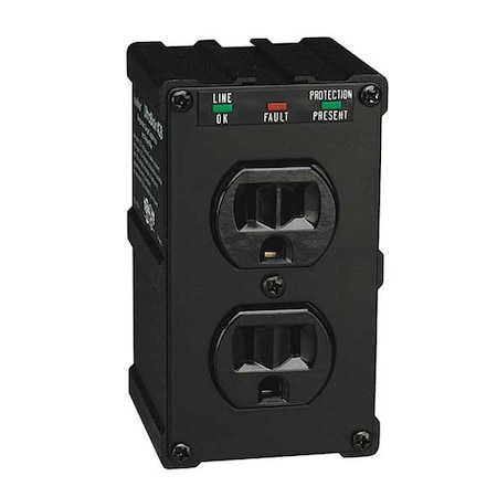 TRIPP LITE Surge Protector, 15A, 2 Outlet, Black ULTRABLOK