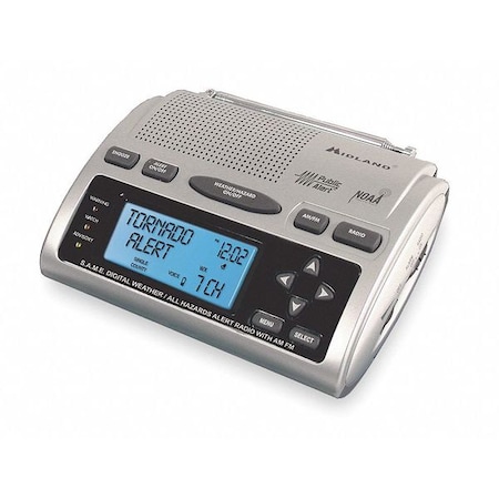 Midland Radio Table Top Weather Radio, Silver WR-300